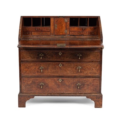 Lot 382 - A George II burr walnut and chevron banded bureau
