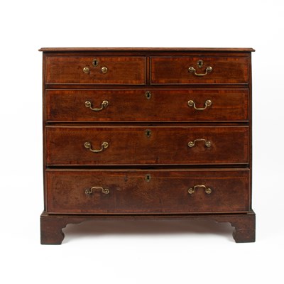 Lot 336 - A late George III oak and mahogany banded chest of drawers