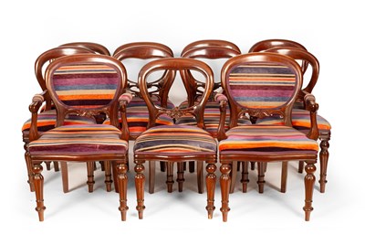 Lot 379 - A set of ten Victorian mahogany dining chairs