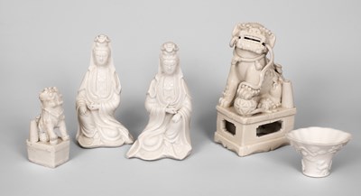 Lot 212 - Two Dehua figures of Guanyin