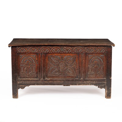 Lot 338 - A Charles I oak chest