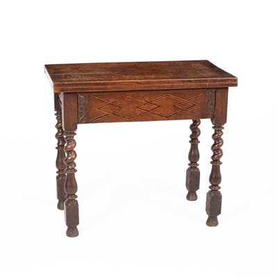 Lot 341 - An oak and inlaid side table