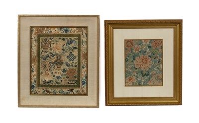 Lot 770 - A Chinese silk embroidered panel