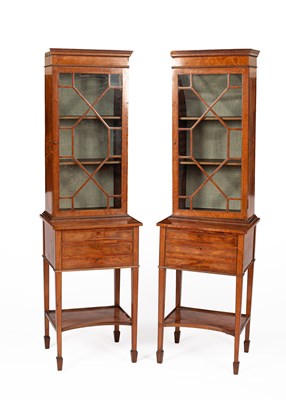Lot 266 - A pair of George III style mahogany display cabinets