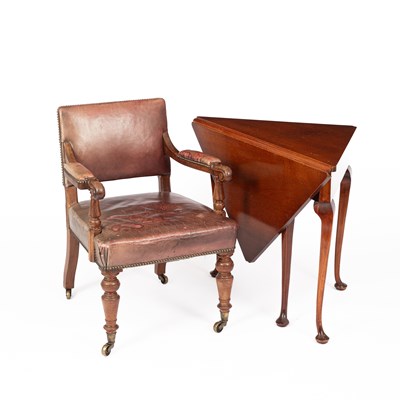 Lot 267 - A Regency leather upholstered library chair