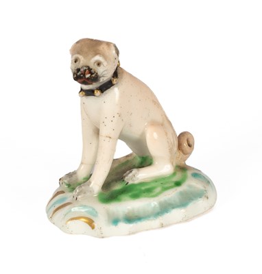 Lot 809 - A Derby porcelain figure of a seated pug