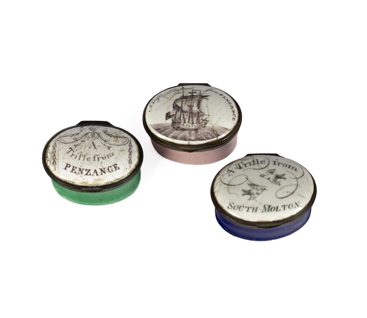 Lot 108 - Three South Staffordshire enamel boxes