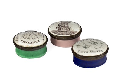 Lot 108 - Three South Staffordshire enamel boxes