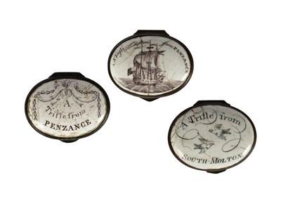 Lot 108 - Three South Staffordshire enamel boxes
