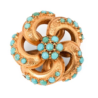 Lot 188 - A Victorian turquoise set brooch