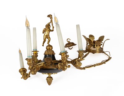 Lot 905 - An Empire style gilt-metal six-branch ceiling light