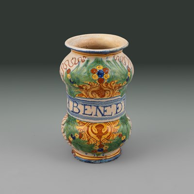 Lot 618 - An Italian maiolica albarello
