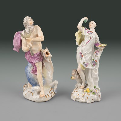 Lot 620 - A pair of Meissen figures of Neptune and Pomona