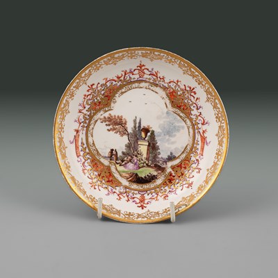 Lot 633 - A Meissen colour-ground saucer