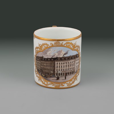 Lot 637 - A Meissen topographical large cabinet cup or small mug