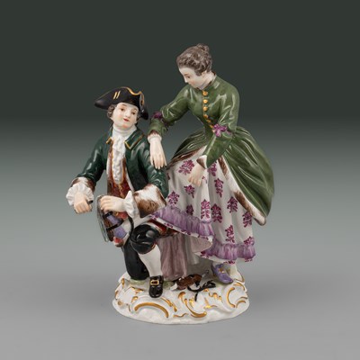 Lot 638 - A Meissen figure group of skaters