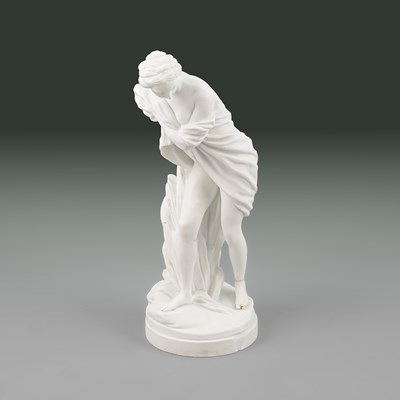Lot 643 - A French biscuit figure of a La Baigneuse aux Roseaux' (Bathing girl with Reeds)