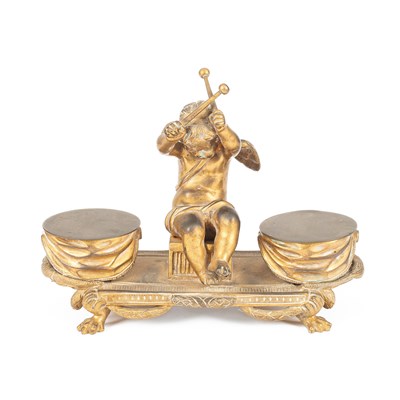 Lot 917 - A French gilt metal inkwell