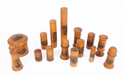 Lot 929 - A collection of Mauchline Ware containers