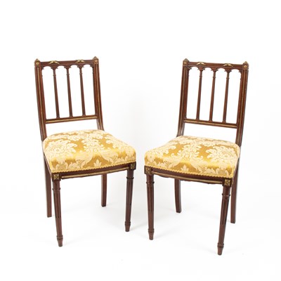 Lot 309 - A pair of Louis XVI style mahogany side chairs