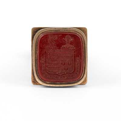 Lot 67 - A French silver-gilt and agate desk seal