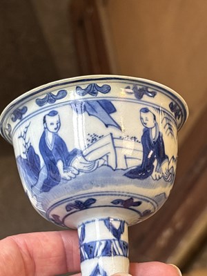 Lot 206 - A Chinese blue and white stem cup