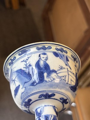 Lot 206 - A Chinese blue and white stem cup