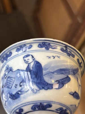 Lot 206 - A Chinese blue and white stem cup