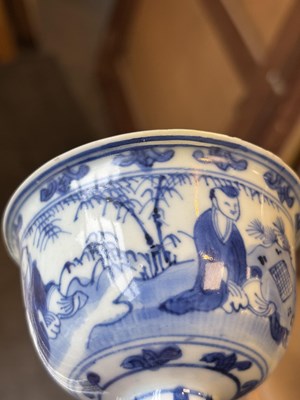 Lot 206 - A Chinese blue and white stem cup