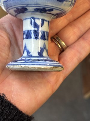 Lot 206 - A Chinese blue and white stem cup