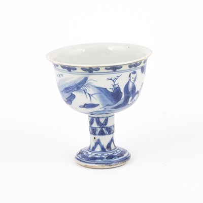 Lot 206 - A Chinese blue and white stem cup