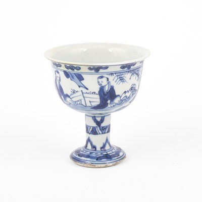 Lot 206 - A Chinese blue and white stem cup