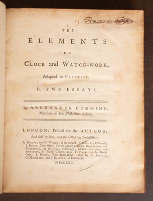 Lot 888 - [Horology] Cumming (Alexander) The Elements of Clock and Watch-work