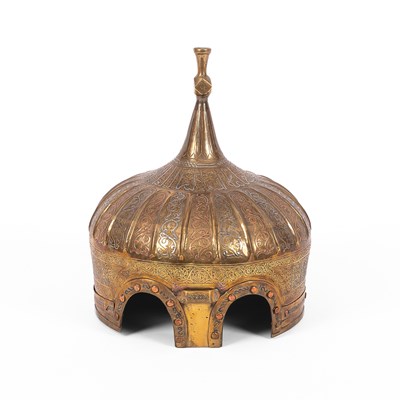 Lot 82 - A Mamluk style brass helmet