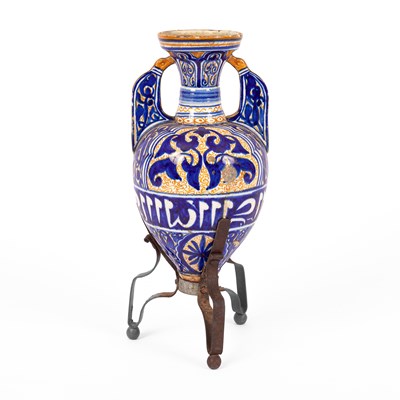 Lot 108 - A Spanish Andalusian style twin-handled vase