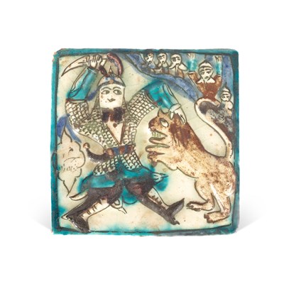 Lot 112 - A small Persian moulded tile