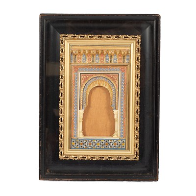 Lot 134 - An Alhambra painted and gilded plaque of recessed form