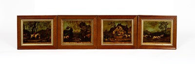 Lot 593 - A set of four reverse glass hunting prints