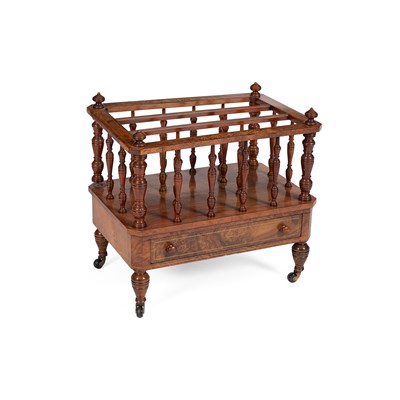 Lot 529 - A late Victorian walnut and boxwood inlaid Canterbury