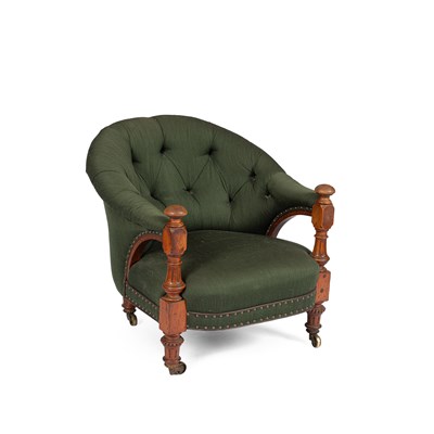 Lot 546 - A Victorian walnut framed tub chair