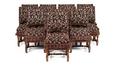 Lot 561 - A set of twelve Cromwellian style oak chairs