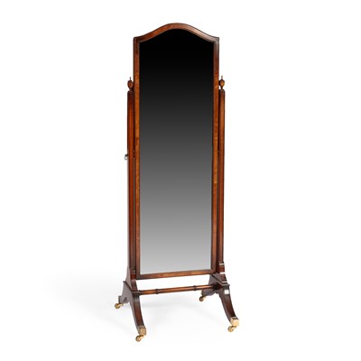 Lot 583 - A George III style mahogany cheval mirror