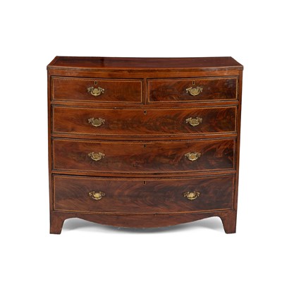 Lot 587 - A 19th Century mahogany and inlaid bowfront chest