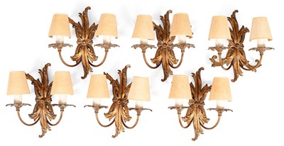 Lot 531 - A set of six two-branch wall lights