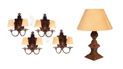 Lot 538 - A set of four Arts & Crafts style wall lights