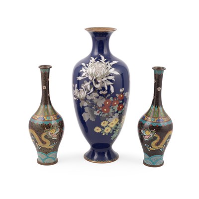 Lot 198 - A pair of Chinese cloisonné vases