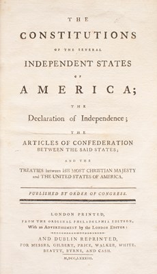Lot 773 - [United States of America ] The constitutions of the several independent states of America